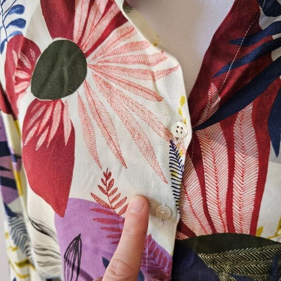 Vilagallo Multi Color Floral Long Sleeve Button Down Shirt - Picture 5 of 6
